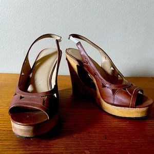Michael Kors Vintage Wooden Wedge Sandal